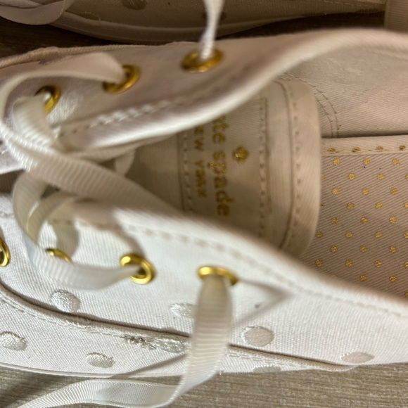 KEDS + KATE SPADE Sz 10 Bridal Lace  Up Embroidered Polka Dots Sneakers NEW - Picture 3 of 10